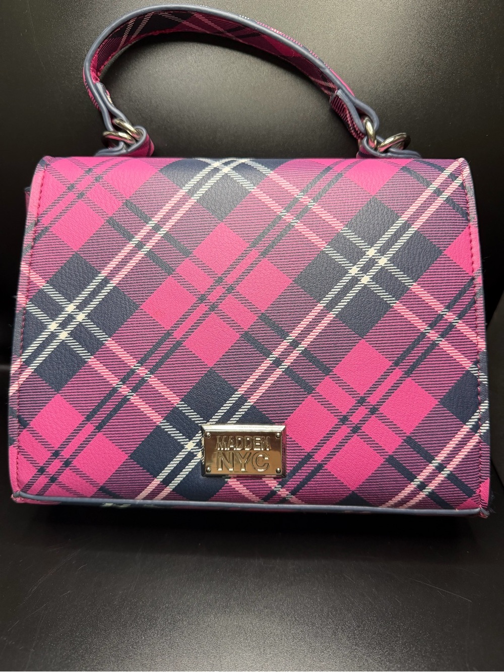 Madden NYC Pink Plaid Handbag/Crossbody purse VGUC